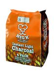 Biig K Instant Light Lumpwood Charcoal, 4x1kg Bags Instant BBQ Charcoal