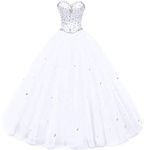 Likedpage Women's Sweetheart Ball Gown Tulle Quinceanera Dresses Prom Dress (US6, White) …