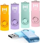 MOSDART 64GB USB Flash Drive 5 Pack, 64 GB Pastel Multicolor Multipack USB2.0 Thumb Drives, Swivel Design with LED Light, exFAT Jump Drive Memory Stick Pen Drive for Computers, Data Storage