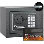 ROLOWAY Steel Money Safe Box for Home with Fireproof Money Bag for Cash Safe Hidden, Security Safe Box for Money Safe with Keys, Lock Box Fireproof Safe with Keypad (Black)