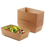 Allbusky 50PCS Disposable Kraft Paper Food Trays, Oil-Proof Paper Food Serving Trays, Boat Picnic Boxes, Serving Food Container Cardboard Bowls Burger Trays Sandwich Tableware