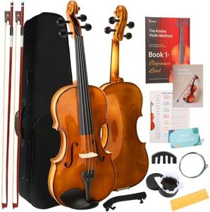 Kmise Teacher Approved 4/4 Full Size Violin Starter Kit for Adults Beginners Students, High Density Ebony Acoustic Violins, Fiddle Bundle with Case, Bow, Rosin, Strings, Shoulder Rest & Guide