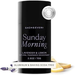 Each & Every All Natural Deodorant for Women & Men - Sensitive Skin, Plant-Based, Baking Soda & Aluminum-Free Deodorant - Clean Long Lasting 24 Hr Odor Control - Lavender & Lemon Travel Size, 2.5oz