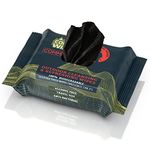 Black Unscented Camouflage Wet Wipes - Combat Wipes COMMANDO - Thick, Biodegradable, Heavy Duty Cleansing Cloths for Camping, Military, Hunting & Backpacking w/Aloe & Vitamin E (1 Pack, 25 wipes).