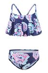 Moon Tree Girls Two Piece Bikini Swimsuits Hawaiian Ruffle Bathing Suit for Kids Beach Swimwear Set Floral Size 8/6-8 Years