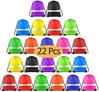 KUUQA 22 Pcs Drawstring Backpack Bag with Reflective Strip,String Backpack Bulk Cinch Sack Tote Bags for Yoga Sport Gym Traveling (11 Colors)