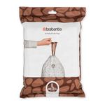 Brabantia 138645 PerfectFit Bin Liners (Size L/40-45 Litre) Thick Plastic Trash Bags with Tie Tape Drawstring Handles (40 Bags), White