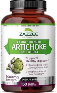 Zazzee Extra Strength Artichoke 20:1 Extract, 9000 mg Strength, 5% Caffeoylquinic Acid, 150 Vegan Capsules, 5 Month Supply, Concentrated and Standardized 20X Extract, Non-GMO and All-Natural