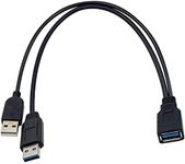 Duttek USB 3.0 Y Splitter Cable, USB 3.0 Type A Female to Dual USB Male 1 to 2 Sync Data Charging Converter Y Extension Cable Cord (One Side Only for Charging) (1FM/2M)