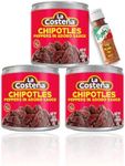 3x La Costena Chipotle Peppers In Adobo Sauce 7Oz Can - 199g including To-Go Lime Seasoning