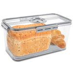 HAIJED Bread Bin Airtight Bread Bins for Kitchen Counter, Time Recording Bread Box with Lid, Plastic Bread Storage Container with Air Valve, Bread Loaf Keeper for Bun Bagel Sandwich