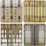 CoasterStone Absorbent Coasters, 4-1/4-Inch, Frank Lloyd Wright Art Glass Collection", Set of 4