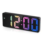 OQIMAX Colorful Digital Alarm Clock, Alarm Clocks with Large LED Display, USB/Battery Powered Digital Desk Clock with Snooze, Temperature, Voice Control, 3 Adjustable Brightness, 12/24H Display