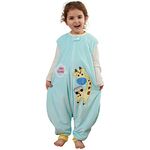 COOKY.D Unisex Baby Sleeveless Sleeping Bag with Legs Toddle Boys Girls 2.0 Tog Newborn All Season Cartoon Wearable Blanket,Green Girafee M/3-5 Years