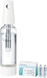 Asfolia Portable Sparkling Water Maker - Travel Soda Maker for Home & Outdoor, 1L Carbonating Bottle, 10 Pack CO2 Cylinders, Compact Carbonated Water Machine for Flavored Drinks, Soda Machine (White)