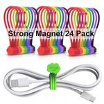 Magnetic Cable Ties, 24 Pack 7.2" Strong Magnetic Cord Ties Cute Cloud Dialogue Design, Silicone Twist Tie with Magnet Reusable 8 Assorted Colors X3 by SOOOEC