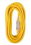 Bergen Industries Extra Heavy-Duty Outdoor Single Receptacle Extension Cord, 25', 12 AWG, 15A/125V AC, Yellow