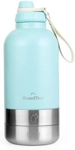 GrandTies Insulated Portable Dog Water Bottle with 2 Detachable Water Bowl Dispenser | Leak-Proof Dog Food Travel Container | Accessories for Dogs Walking, Hiking, Camping (64oz, Powder Green)