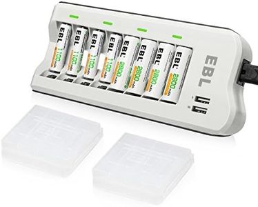 EBL Battery Charger with AA AAA Batteries - 8Bay Battery Charger and 4pcs AA Rechargeable Batteries 2800mAh & 4pcs AAA Battery NiMh Battery