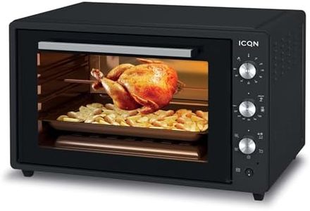 ICQN Minibackofen 60 Liter XXL mit Umluft, Drehspieß, Emailliert, Anthrazit