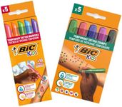 BIC Kids Temporary Tattoo Kit: Markers, Stencils and Stamps with Dermatologically Tested Fragrance-Free Ink - Pack of 5 Markers + 10 Stencils + 5 Stamps