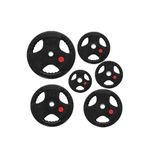 Strongway® Weight Plates Discs for Barbell Bar - 1 Inch (1") / 25mm Hole - Rubber Coated Cast Iron Weights – Tri Grip - Range of Weights and Sizes 2.5KG 5KG 10KG 15KG 20KG (10KG X 2)