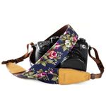 Eorefo Camera Strap Floral Camera Neck Strap with Genuine Leather Head for Compact Digital Camera, Mirrorless Camera, Small DSLR Camera, Instant Camera,Flower Blue.