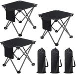 Airsnigi 3 Pack Camping Stool, Camping Foot Stool Portable Folding Camp Stool with Storage Bag, Folding Stool Suitable for Fishing, Beach, Picnic,Outdoor - Black