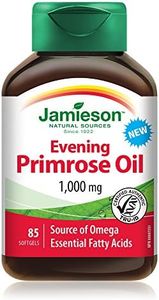 Jamieson Evening Primrose Oil 1,000 mg Softgels - Gluten-Free, Red, 85 Count (Pack of 1) - Package May Vary