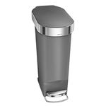 simplehuman CW1391 40L Slim Kitchen Pedal Bin with Liner Rim, Silent Soft Close Lid, Grey Plastic, W 51.30cm x H 61.50cm x D 26.00cm