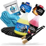 Motorcycle Cleaning & Drying Bundle - Dr. Wack S100 Total Cleaner 1000 ml + S100 Wheel Cleaner 500 ml + Nuke Guys Gamma Dryer Drying Cloth + 2 x Nuke Guys Brush + detailmate Wash Mitt