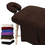 London Linens Extra Thick 100% Cotton Flannel Massage Table Cover Sheet 3 Piece Set (Mocha)