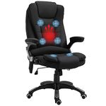 Vinsetto Office Chair, Ergonomic Desk Chair with 6-Point Massage and Back Heated, Linen-Feel Fabric Computer Gaming Chair with Arms, Lumbar Support, Black