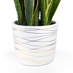 Willowy 12 Inch Ceramic Pot - Matte White Planter with Gold Stripes - 12 Inch Pots for Plants Indoor, Modern White Planters for Indoor Plants, Big 12 Inch Plant Pot, White Plant Pot with Drainage Hole