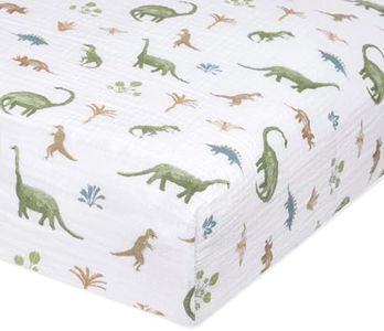 aden + anais Essentials Classic Crib Sheet, 100% Cotton Muslin, Super Soft & Breathable, Tailored Snug Fit, Dino Jungle