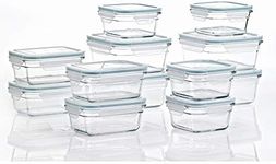 GLASSLOCK 24 Piece Oven Microwave Safe Glass Food Storage Containers Set w/Lids