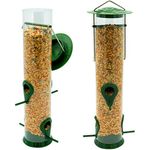 Sorbus Bird Feeder - Classic Tube Hanging Feeders for Finches Bird Seed and More, Weatherproof, Premium Hard Plastic with Metal Hanger, Great for Attracting Birds Outdoors, Backyard, Garden (2 Pack)