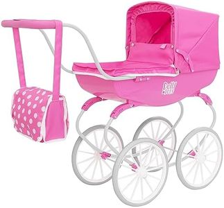 Dolly Tots Carriage Pram | Traditional Style Carriage Dolls Pram | Premium English Traditional Carriage Pushchair | Push Along Pram With White Wheels & Matching Bag | Pushchair & Pram Toys | Ages 3+