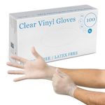 K-MART Clear Disposable Gloves, Food Grade Powder-Free Rubber Gloves, Multipurpose Hand Protection Gloves - Ideal for Cleaning, Cooking Gloves - Latex-Free (200, X-Large)