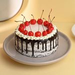 FlowerAura Delicious Silky Smooth Fresh Cherry Topped Yummy Black Forest Cake For Gifting As Birthday Cake, Anniversary Cake, Valentine's Day Cake, Mother's Day Cake (Same Day Delivery) (1Kg)