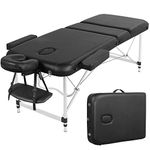 costoffs Portable Massage Table Aluminum Massage Bed Spa Bed Beauty Table Height Adjustable Salon Bed 70cm Width Black