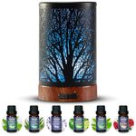 Oil Diffuser with Essential Oils Set – Aromatherapy Oil Diffuser 150ml with 6 Essential Oils Set, Cool Mist Diffusers for Essential Oils, Auto Shut-Off Protection,7 Colors Night Light, Gifts for Mom