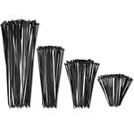 Bolt Dropper 4 inch, 6 inch, 8 inch, 12 inch Inch Cable Zip Ties Black Heavy Duty (400 Pack, 100 Each Size) - 40lbs Tensile Strength - Self-Locking Premium Nylon Cable Wire Ties for Indoor and Outdoor