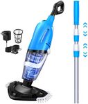 Pool Vacuum for Above Ground Pool with a Telescopic Pole, 80Mins Runtime, Handheld Rechargeable Pool Cleaner with 18.5 Gallons/min Powerful Suction for Above Ground/Inground Pools, Hot Tubs, Spas