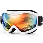 Juli Kids Ski Goggles,Snow Snowboard Goggles Boy Girl Snowmobile Skiing Skating Age 3-8 (White Frame/Color Lens)