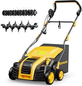 EVEAGE 16 Inch 2-in-1 Electric Dethatcher and Scarifier 5-Position Depth Adjustment,Lawn Dethatcher with 15 Amp Copper Motor, Removeable 14.5-Gal Collection Large Capacity Bag,Quick-Fold,Yellow