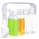 MAYCREATE® 4pcs Travel Bottles for Toiletries, 100ml Plastic Shampoo Bottle Travel Toiletry Bottles Kit, Transparent Flip Cap Refill Squeeze Bottles, Leakproof Travel Containers for Shampoo, Lotion