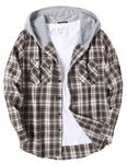 COOFANDY Men's Long Sleeve Flannel Hooded Waffle Plaid Jacket Casual Loose Button Lightweight Shirts