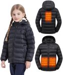 HEWINZE Kids Heated Jacket,Lightweight Water-Resistant Hooded Puffer Heated Coat for child with 5V Battery Pack（Unisex）