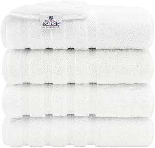 American Soft Linen 4 Piece Bath Towel Set, 100% Turkish Cotton Bath Towels for Bathroom, 27x54 in Extra Large Bath Towels 4-Pack, Bathroom Shower Towels, White Bath Towels